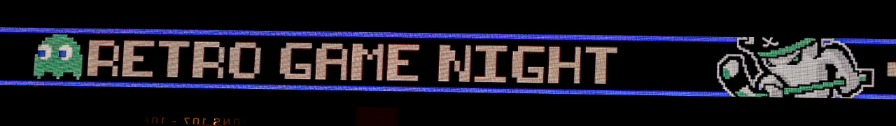 Retro Game Night ribbon banner with a pixel-art Ghost Pirates mascot
